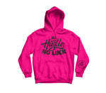 All Hustle No Luck Hoodie with Black logo